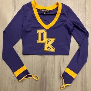 Dollskill Purple and Yellow Long Sleeve Crop Top